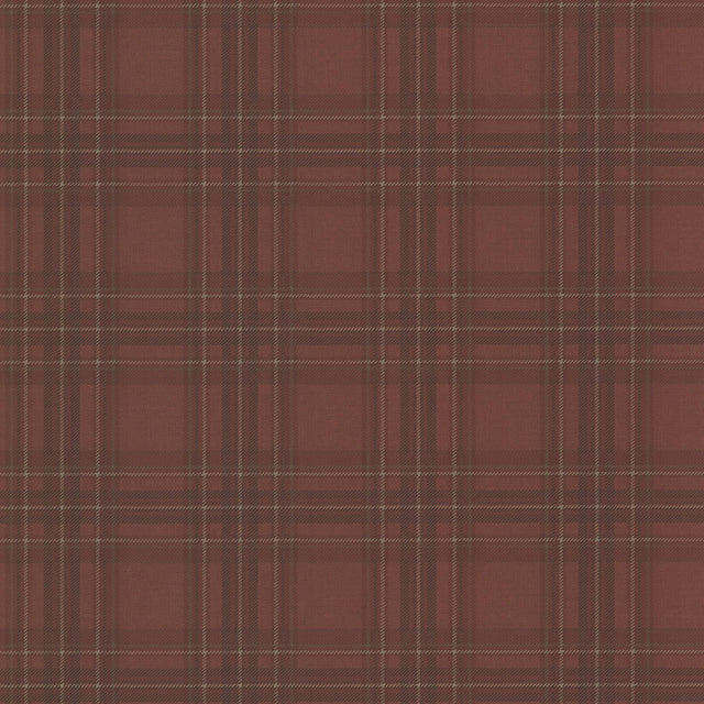 York Fox Hollow Dark Red Plaid Wallpaper