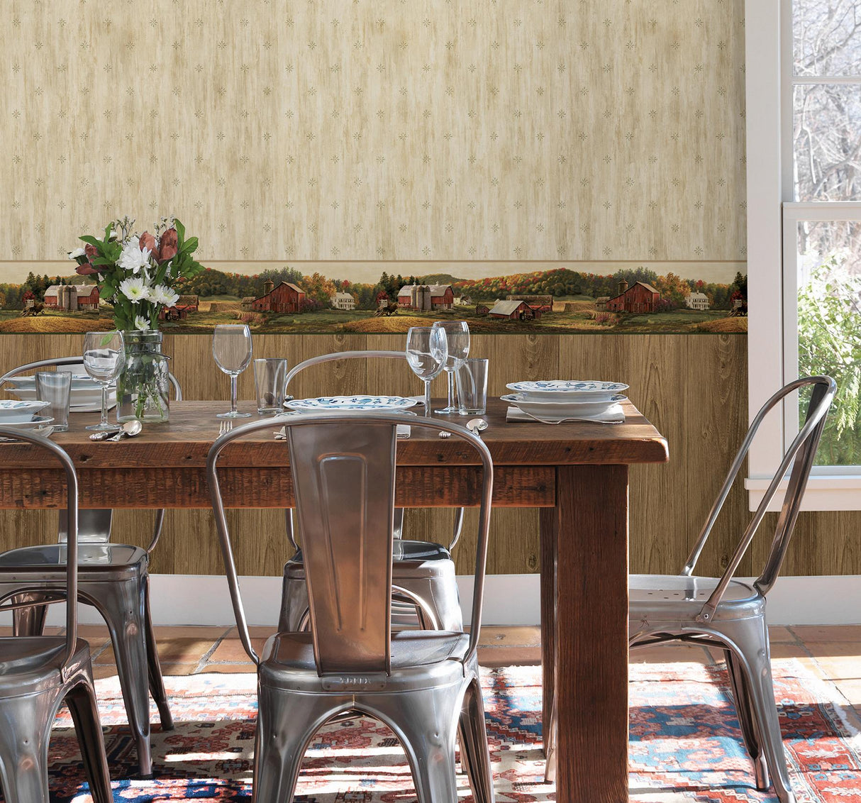 York Cumberland Brown Faux Wood Texture Wallpaper