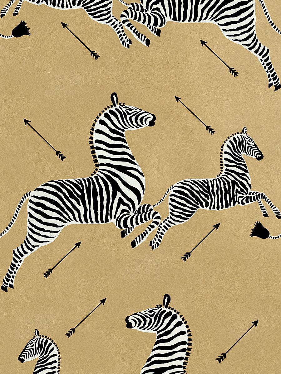 Scalamandre Zebras - Wallpaper - Trimmed Gold Wallpaper