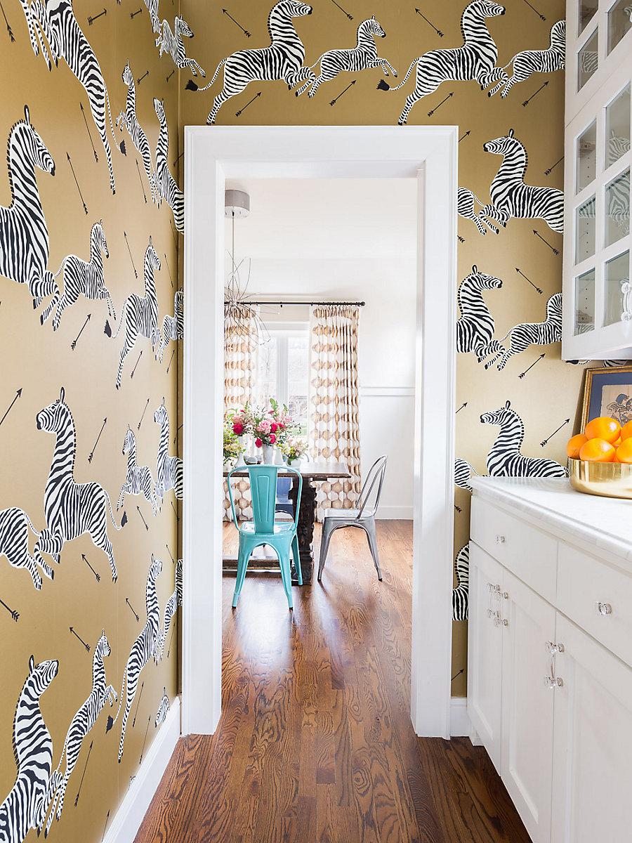 Scalamandre Zebras - Wallpaper - Trimmed Gold Wallpaper