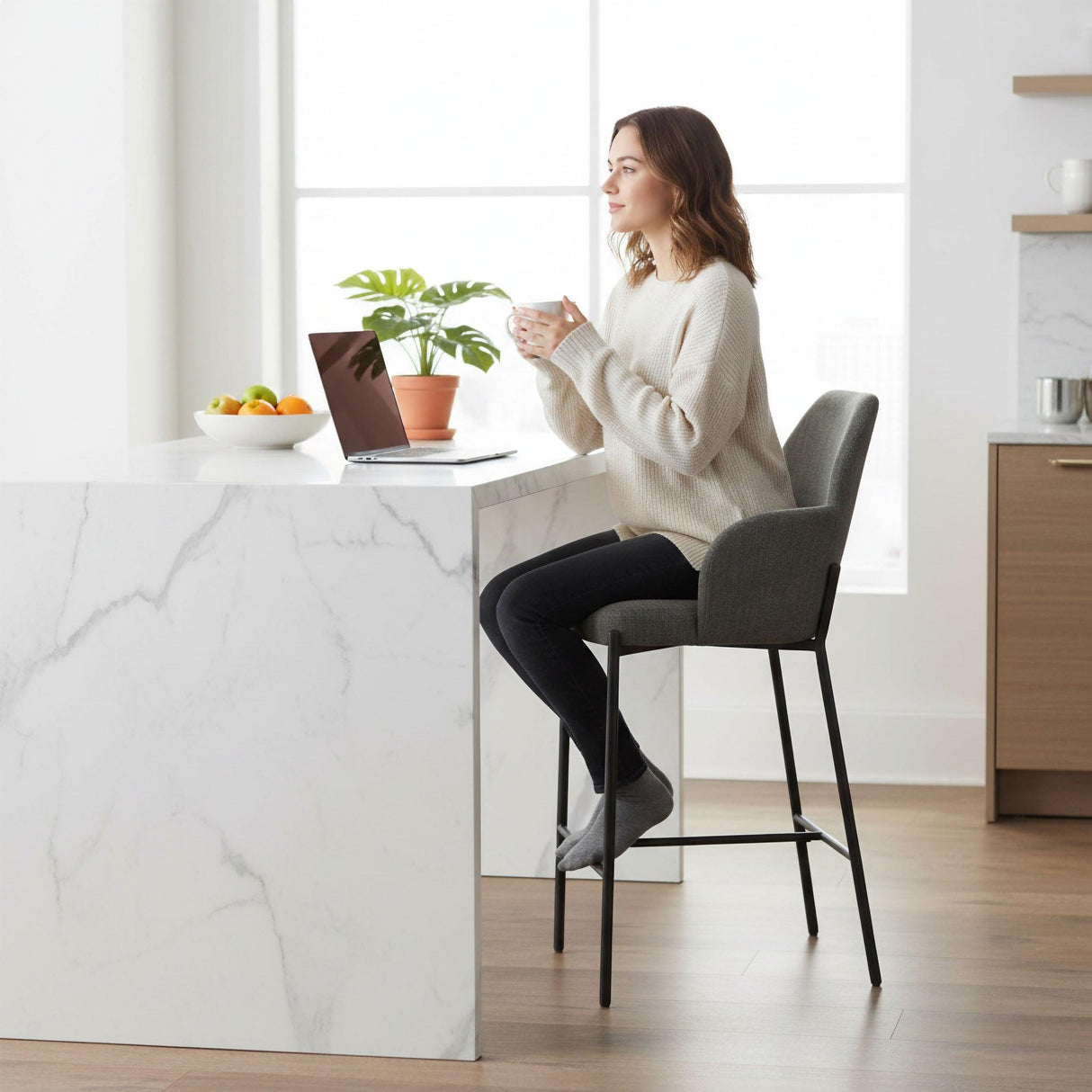 LH Home Allegra Counter Stool - Graphite