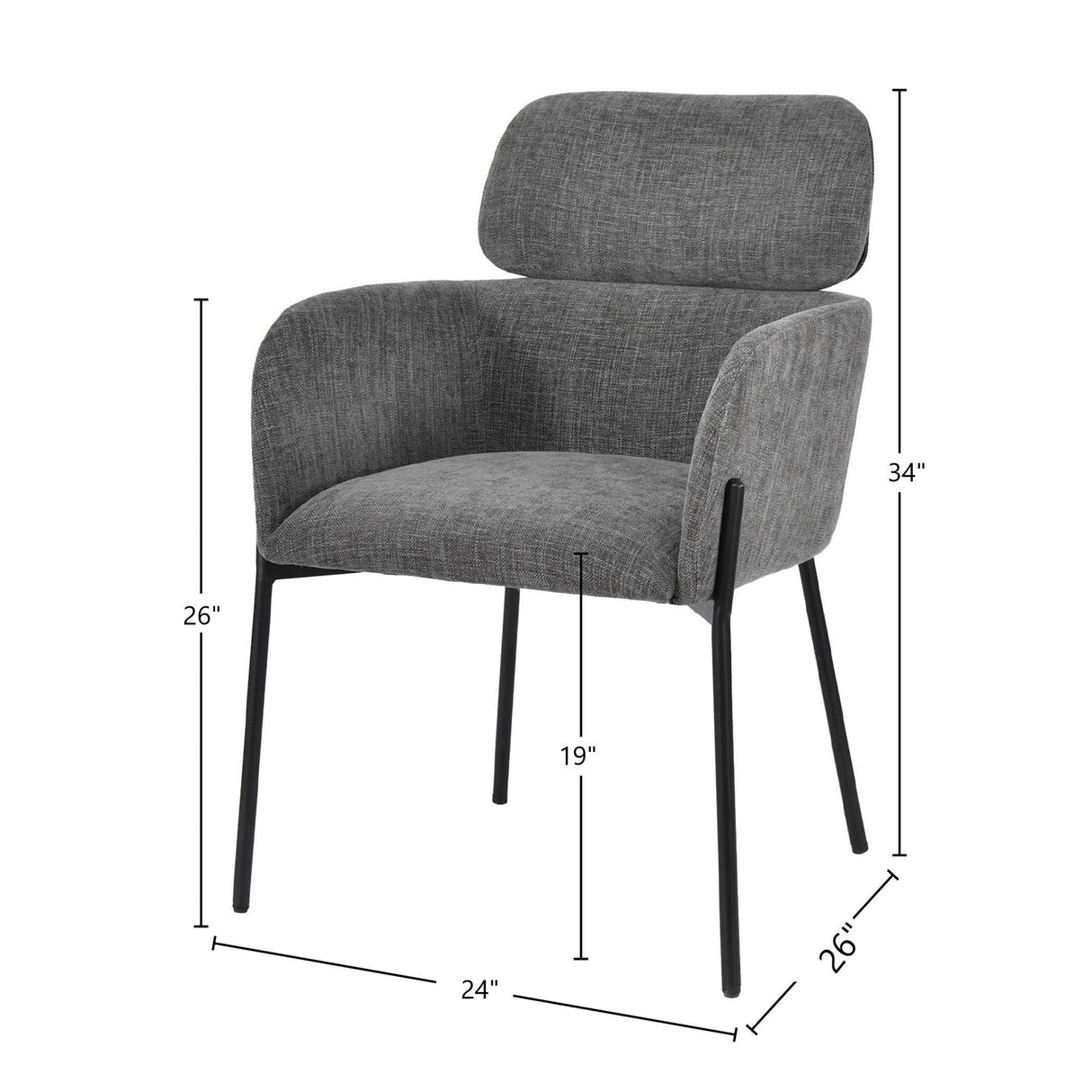 LH Home Allegra Dining Chair - Graphite