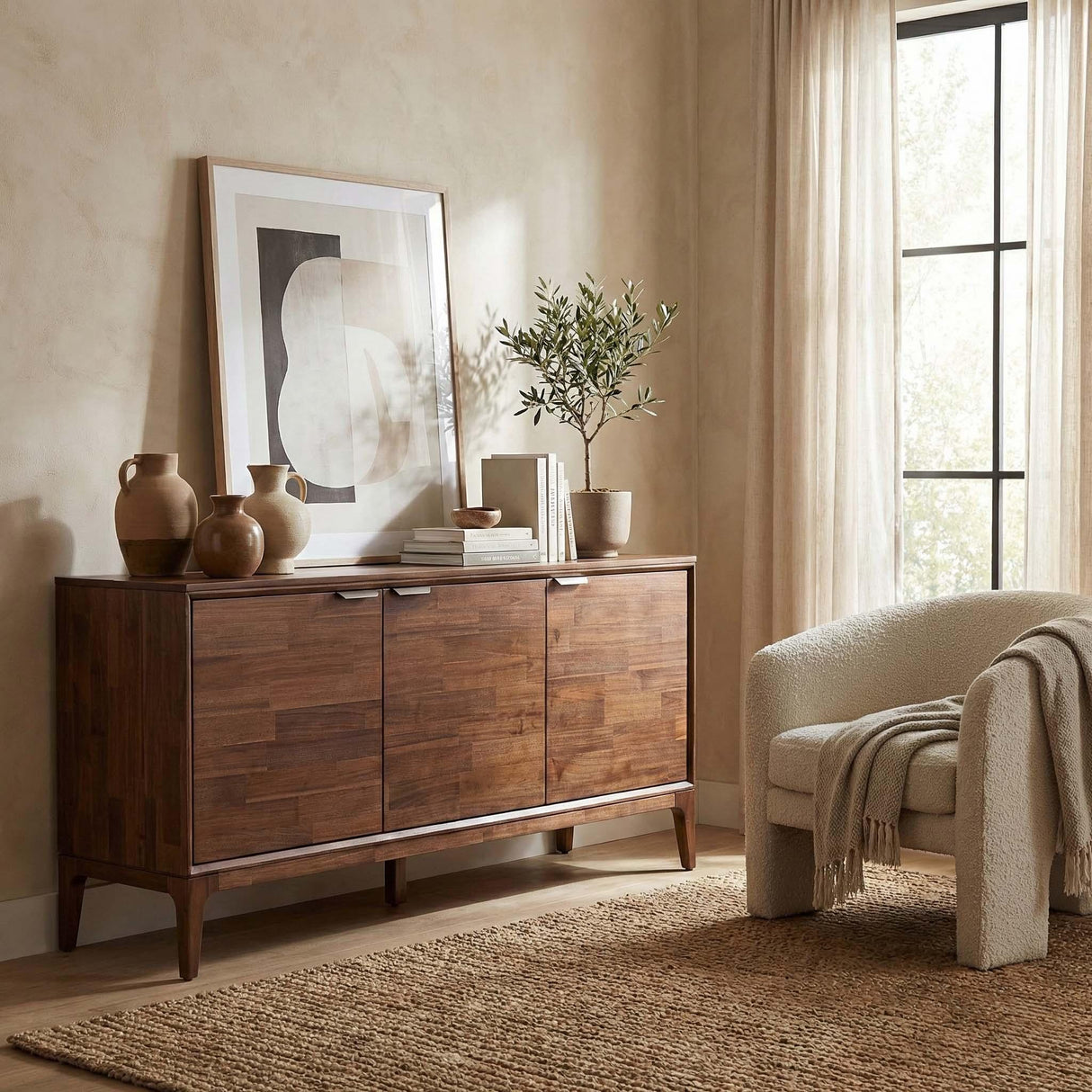 LH Home Allure Wooden 3 Door Sideboard