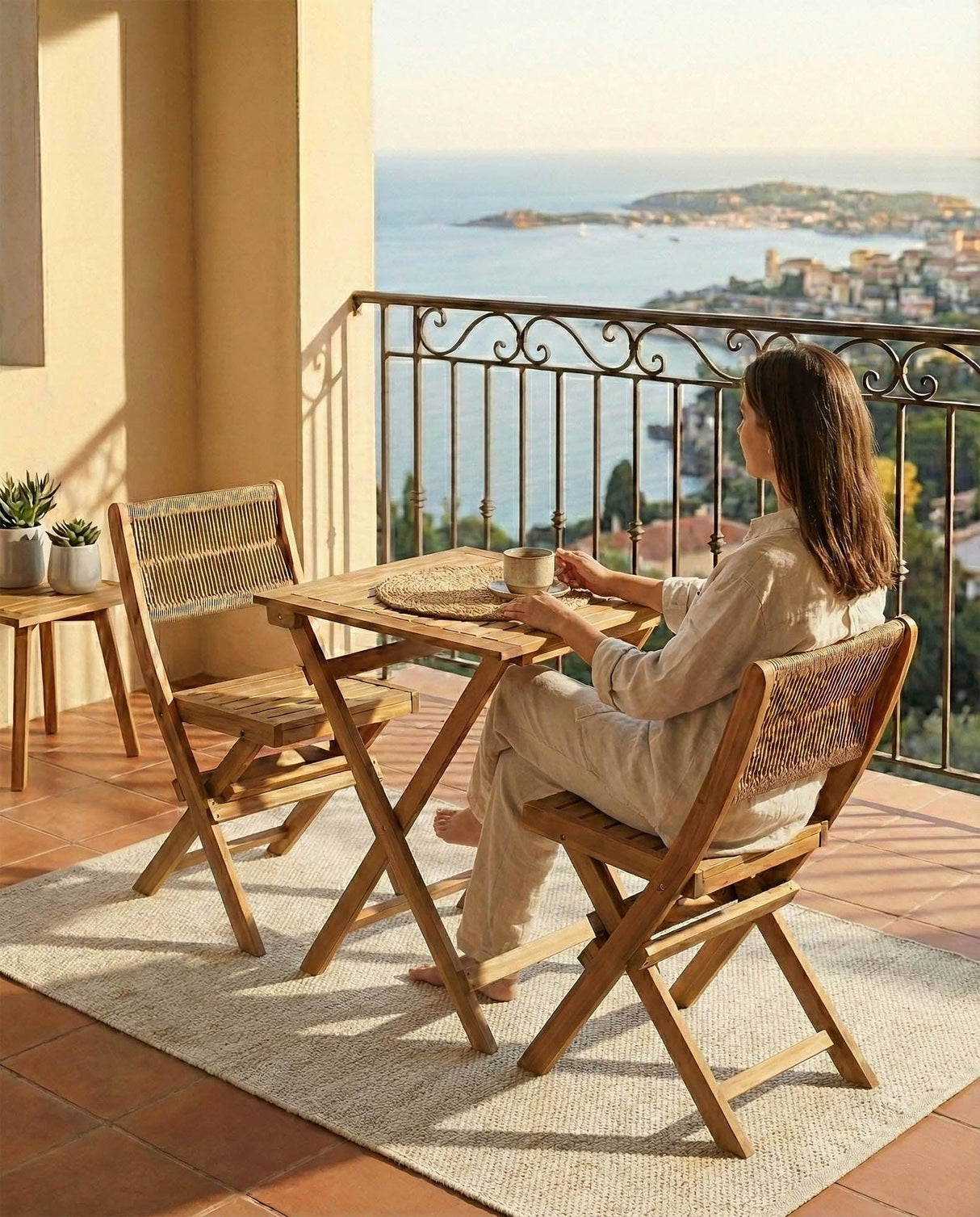 LH Home Balcony Outdoor - Foldable Bistro Set (1 Table & 2 Chairs)