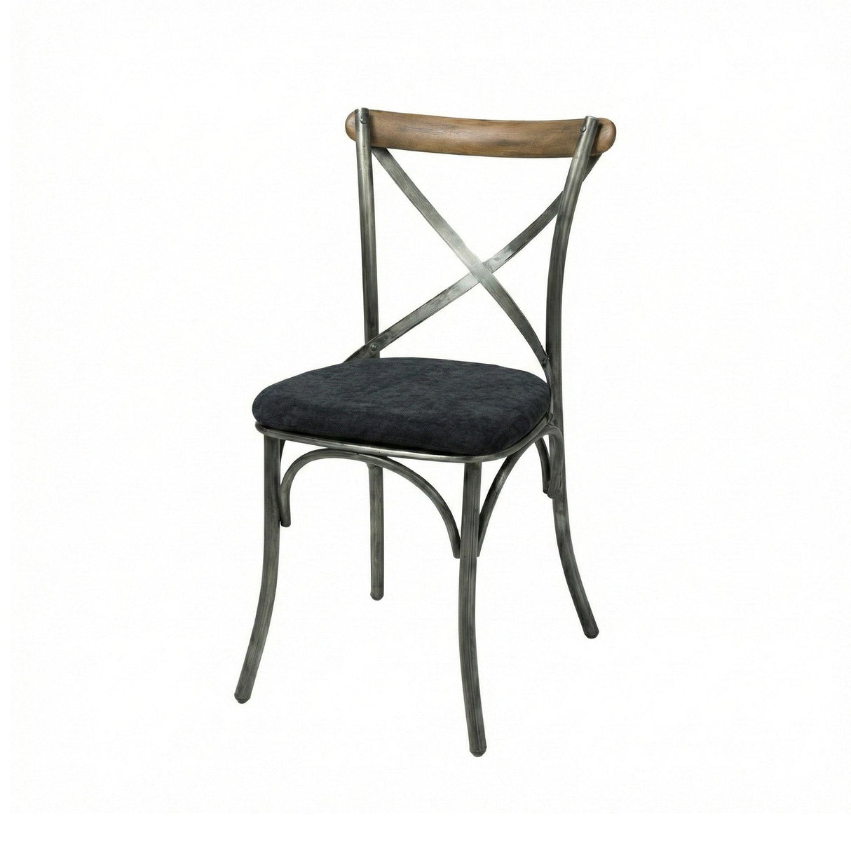 LH Home Metal Crossback Chair with Black Fabric Seat Cushion