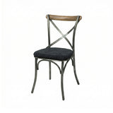 LH Home Metal Crossback Chair with Black Fabric Seat Cushion