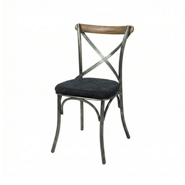 LH Home Metal Crossback Chair with Black Fabric Seat Cushion