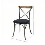 LH Home Metal Crossback Chair with Black Fabric Seat Cushion