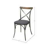 LH Home Metal Crossback Chair with Grey Fabric Seat Cushion