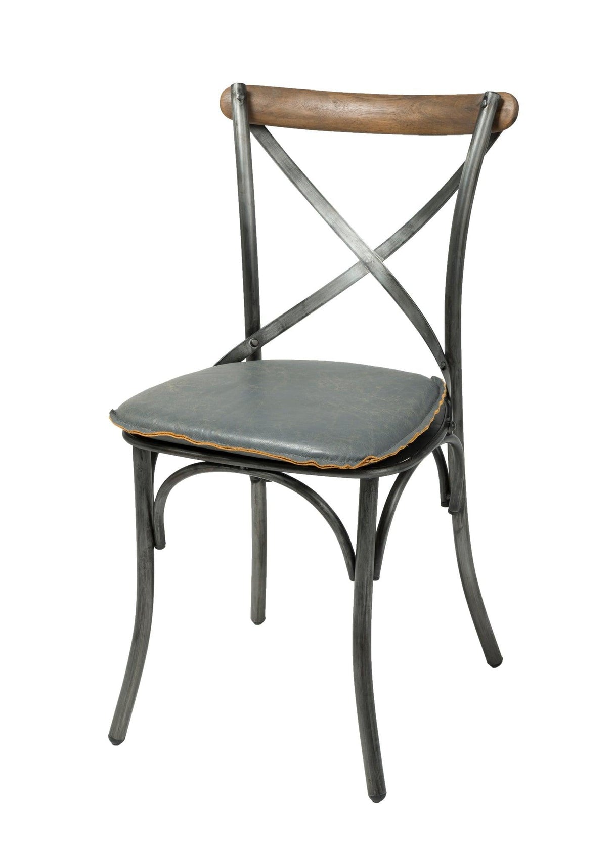 LH Home Metal Crossback Chair with Grey Seat Cushion