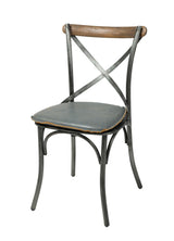 LH Home Metal Crossback Chair with Grey Seat Cushion
