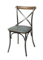 LH Home Metal Crossback Chair with Grey Seat Cushion