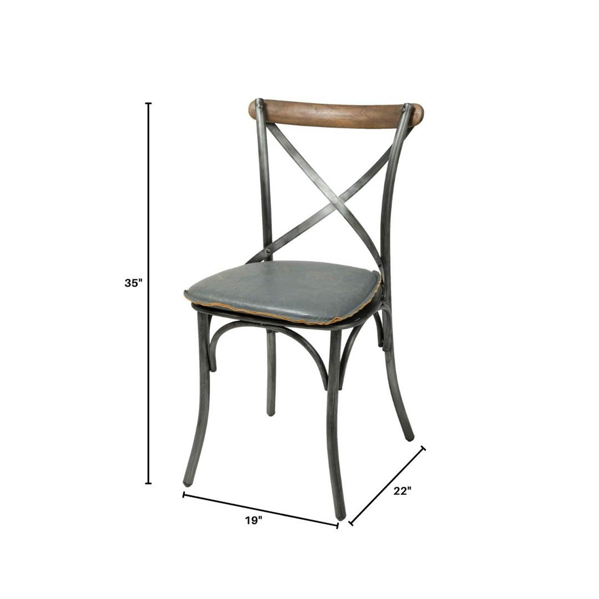 LH Home Metal Crossback Chair with Grey Seat Cushion