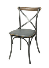 LH Home Metal Crossback Leather Cushion Seat - Grey