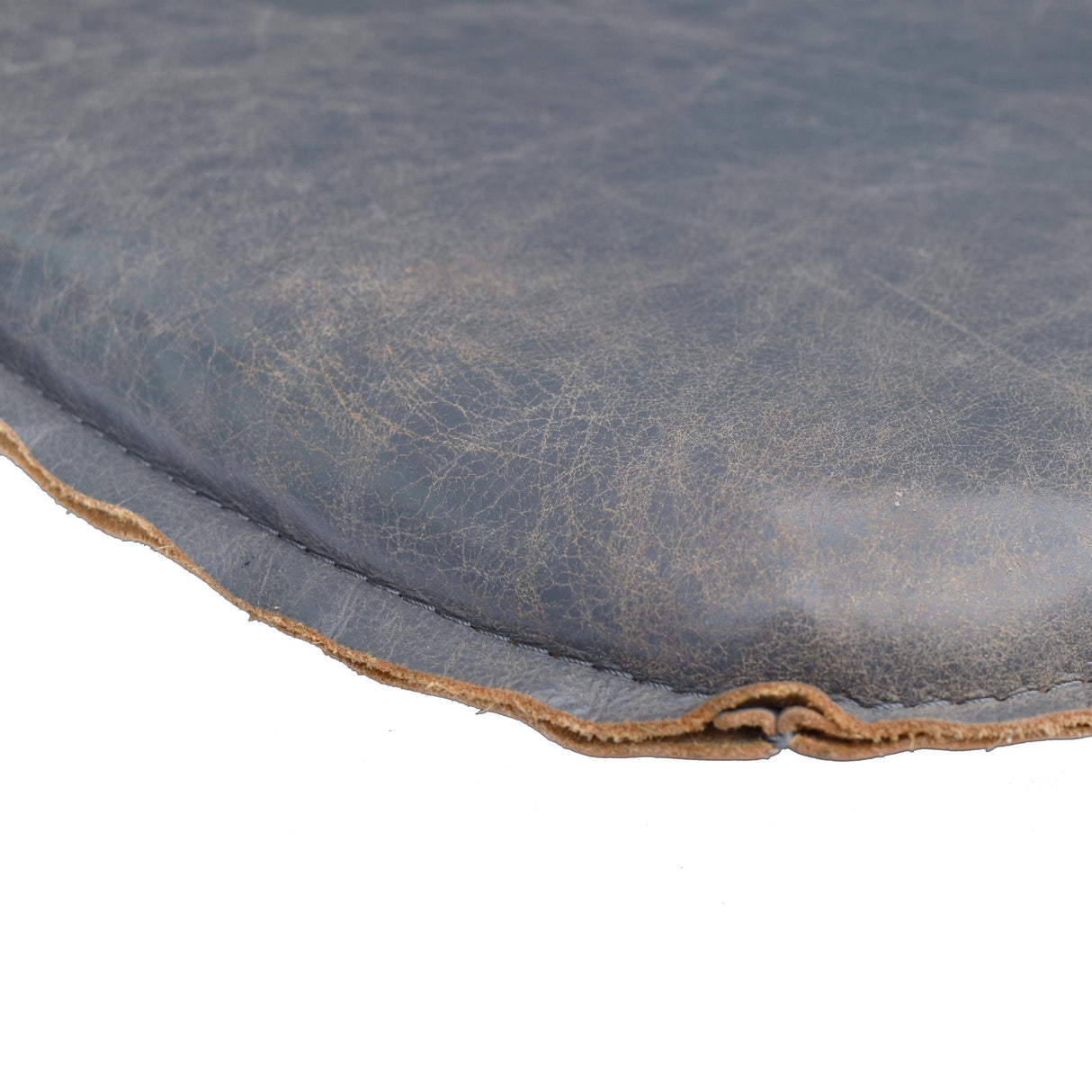 LH Home Metal Crossback Leather Cushion Seat - Grey