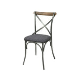 LH Home Metal Crossback Fabric Cushion Seat - Grey