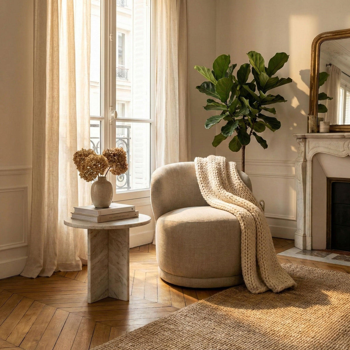 LH Home Rollo Club Chair - Twill Ivory