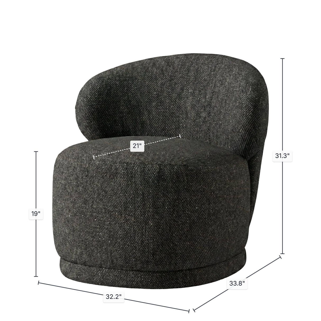LH Home Rollo Club Chair - Twill Charcoal