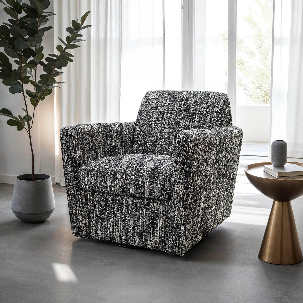 LH Home Cooper Swivel Club Chair - Chanel Black