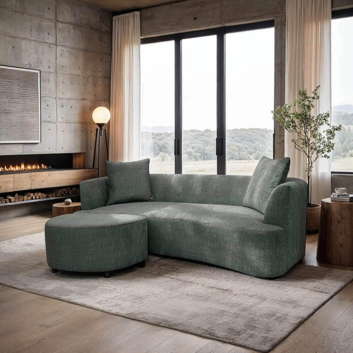 LH Home Isabella Sofa - Polished Pewter