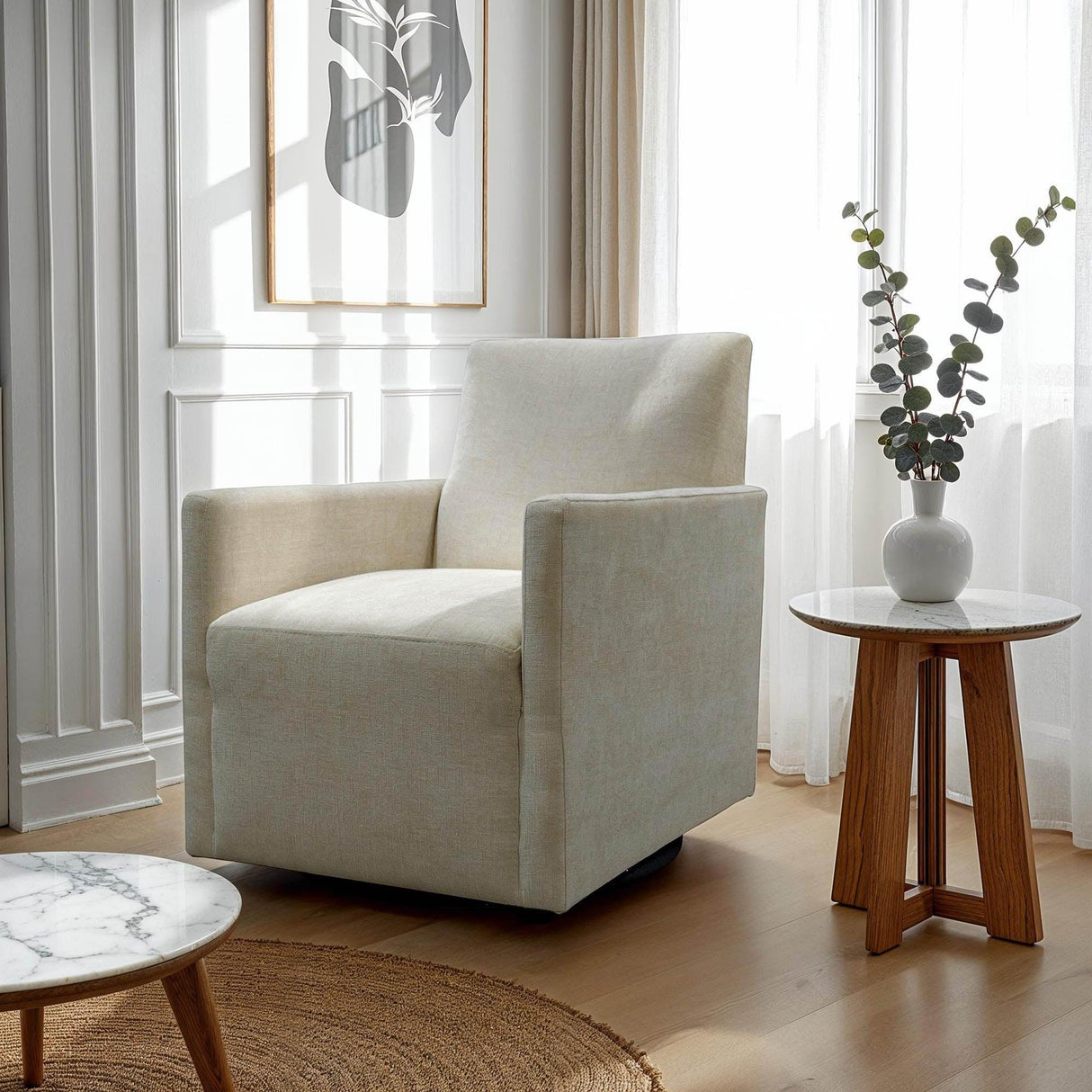 LH Home Riley Swivel Club Chair - Ivory