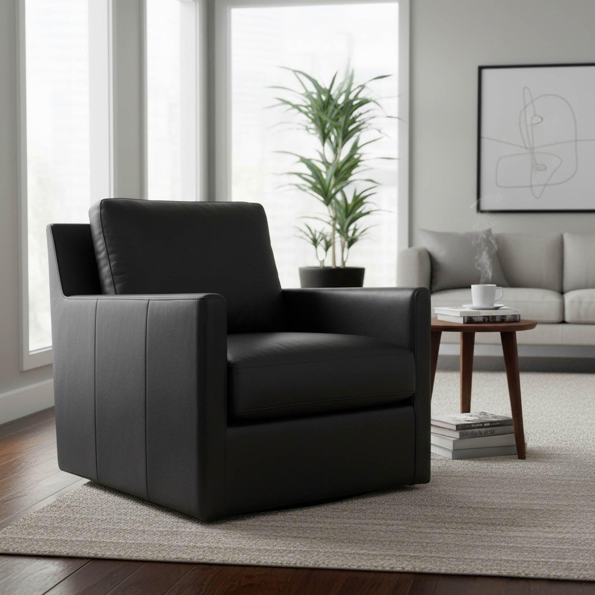LH Home Europa Swivel Glider - Black