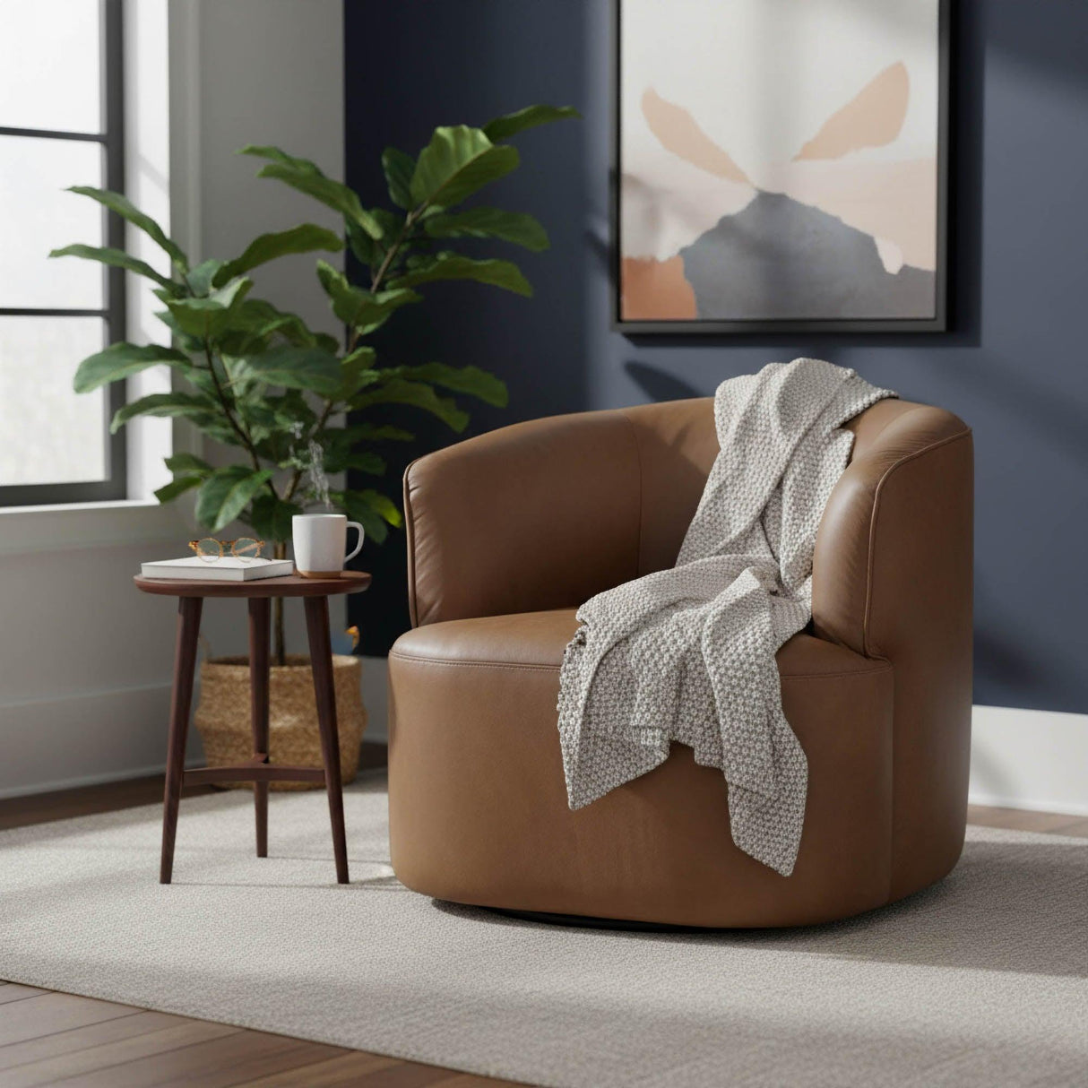 LH Home Fireside Swivel Club Chair - Antique Sienna