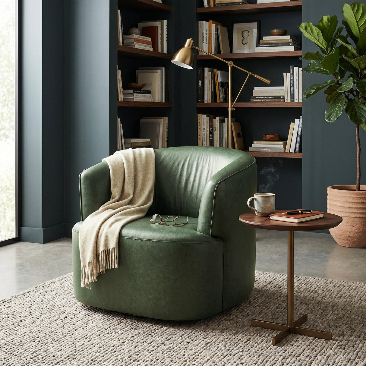 LH Home Fireside Swivel Club Chair - Forrest Green