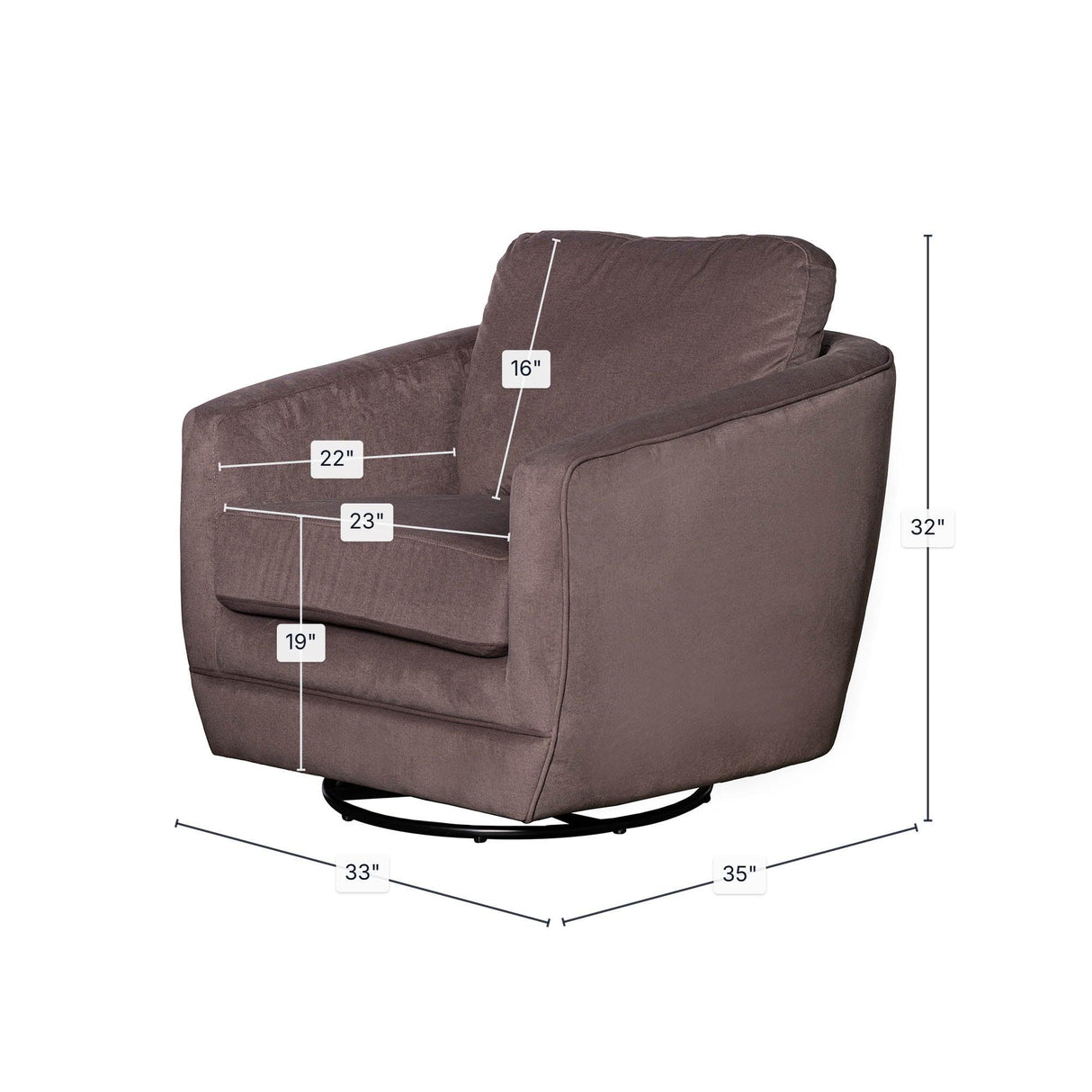 LH Home Baltimo Swivel Glider - Ash Brown (VT)