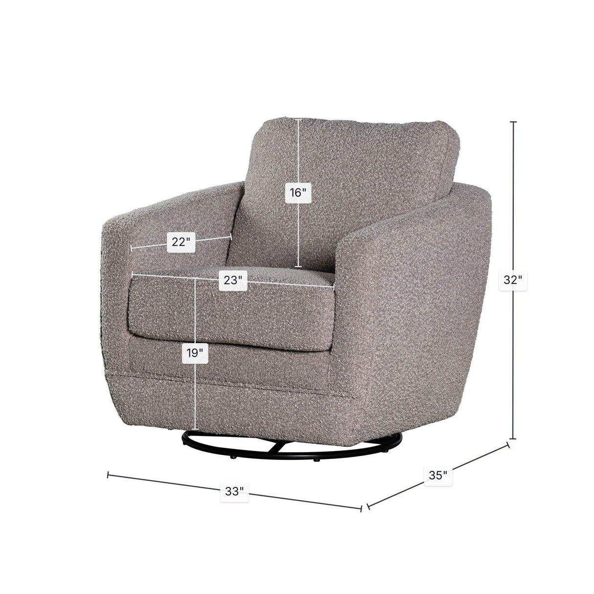 LH Home Baltimo Swivel Glider - Boucle Greige (VT)