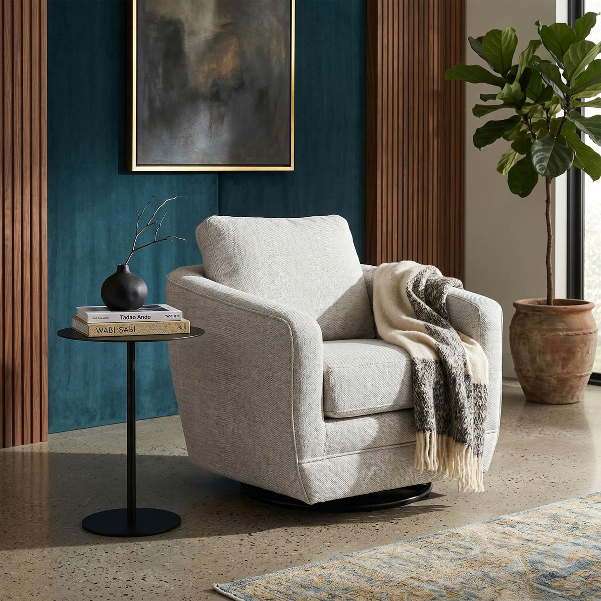 LH Home Baltimo Swivel Glider - Woven Alabaster (VT)