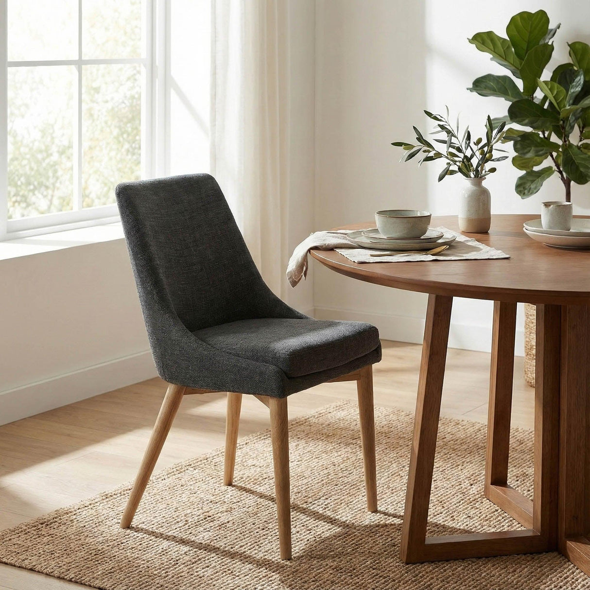 LH Home Fritz Side Dining Chair - Slate w/ Natural Leg