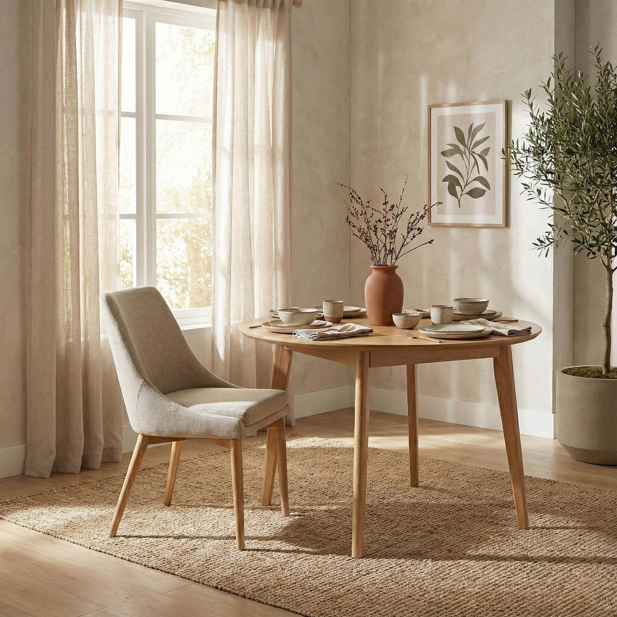LH Home Fritz Side Dining Chair - Taupe w/ Natural Leg