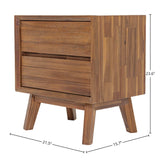 LH Home Gia 2 Drawer Nightstand - Warm Pecan