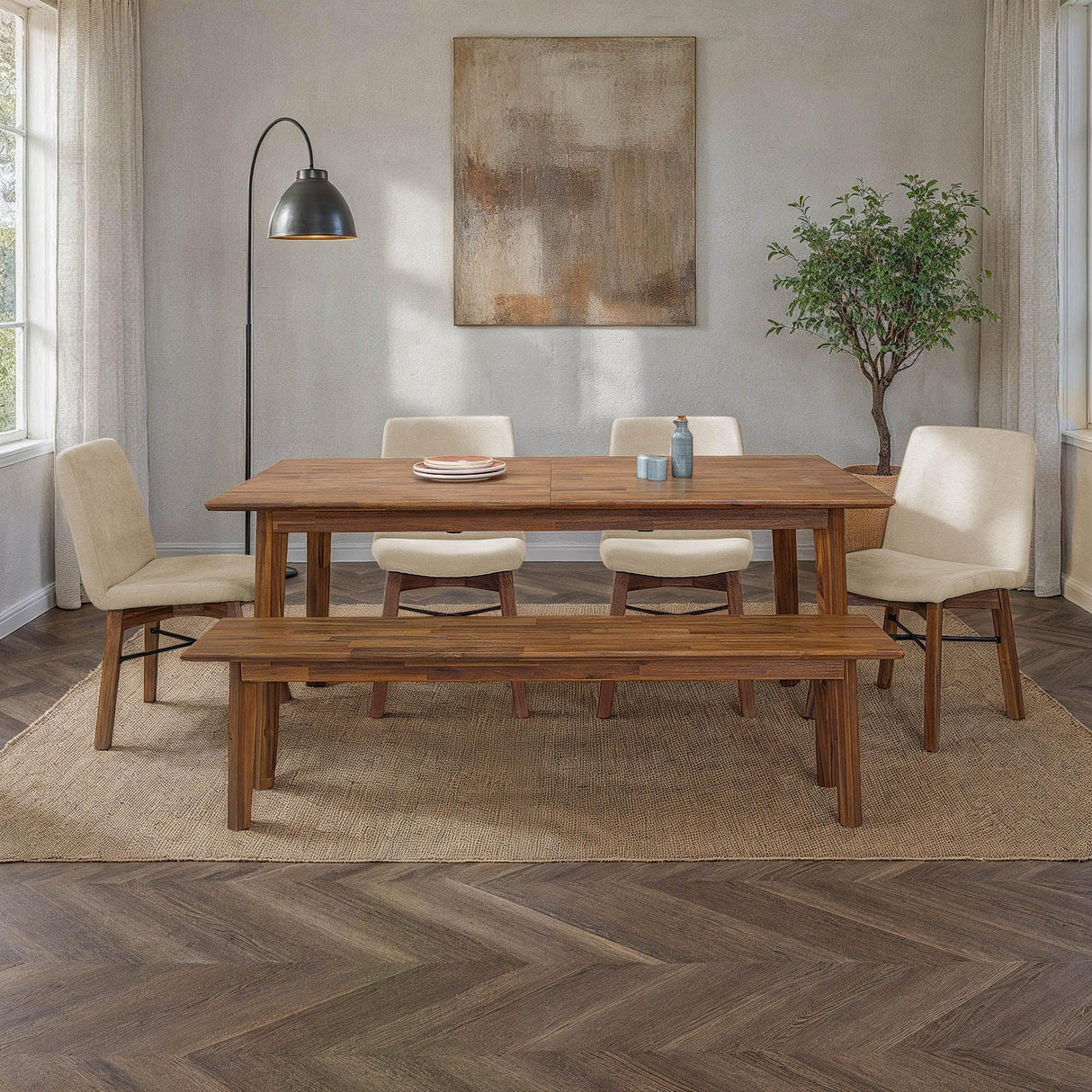 LH Home Gia Extension Dining Table 71/102" - Warm Pecan