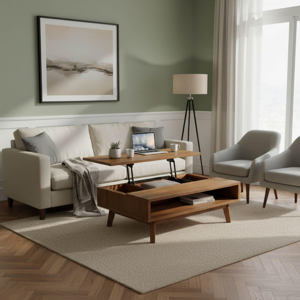 LH Home Gia Coffee Table w/ Lift Top - Warm Pecan