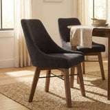 LH Home Gia Curved Dining Chair - Graphite Grey/Warm Pecan