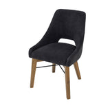 LH Home Gia Curved Dining Chair - Graphite Grey/Warm Pecan