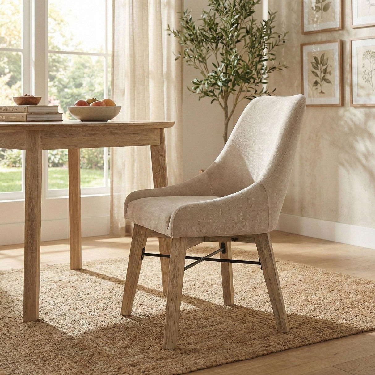 LH Home Gia Curved Dining Chair - Sand/Light Driftwood