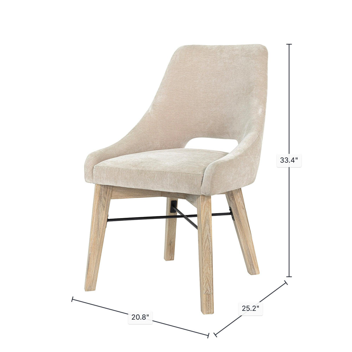LH Home Gia Curved Dining Chair - Sand/Light Driftwood
