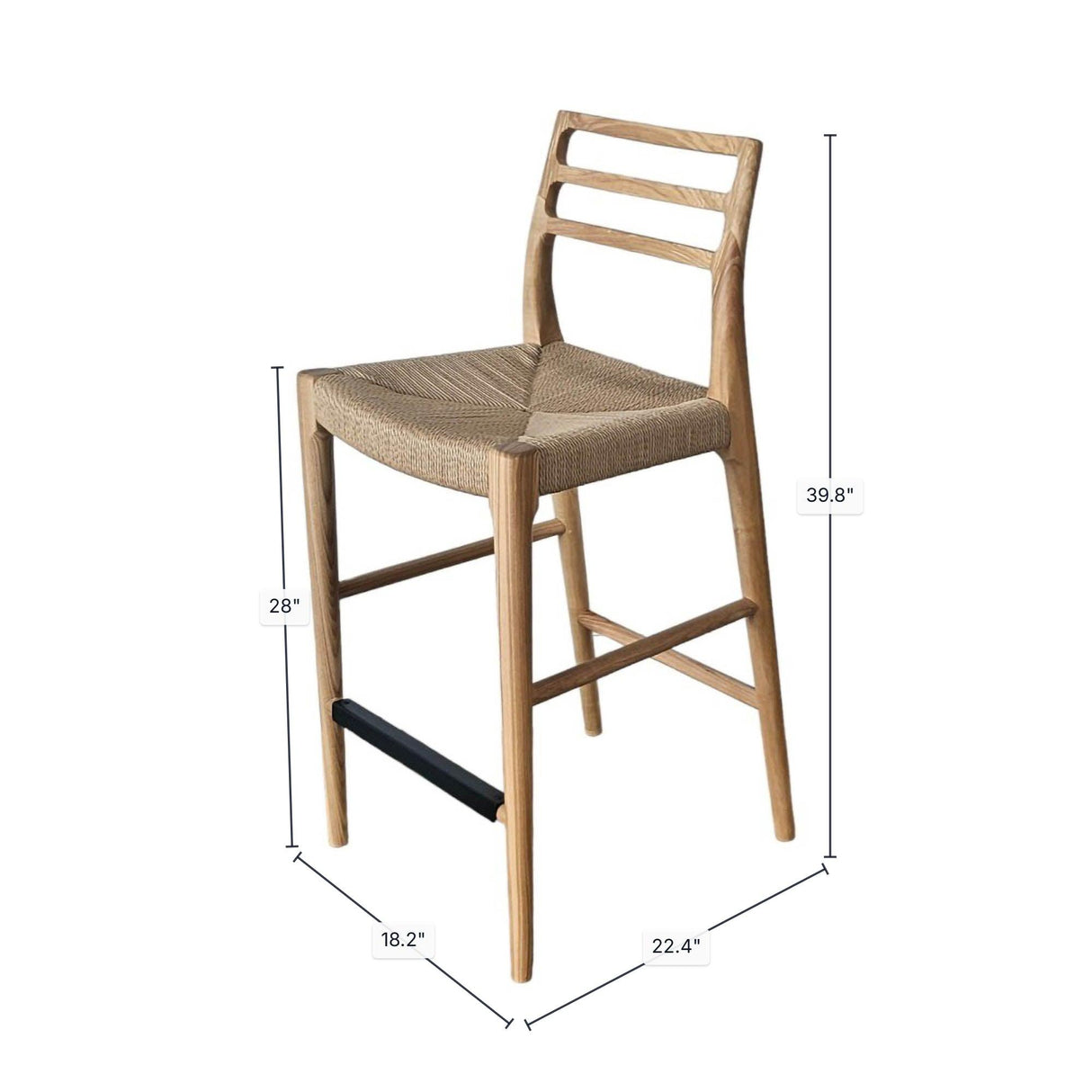 LH Home Java Bar Stool w/ 28" Seat Height - Natural