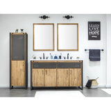 LH Home Irondale Vanity W61 in Solid Acacia Wood and Metal with White Basin