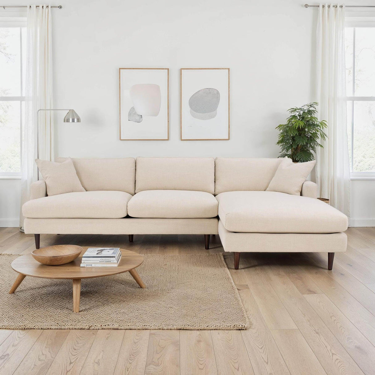 LH Home Martha Right Sectional Sofa - Beach Alabaster