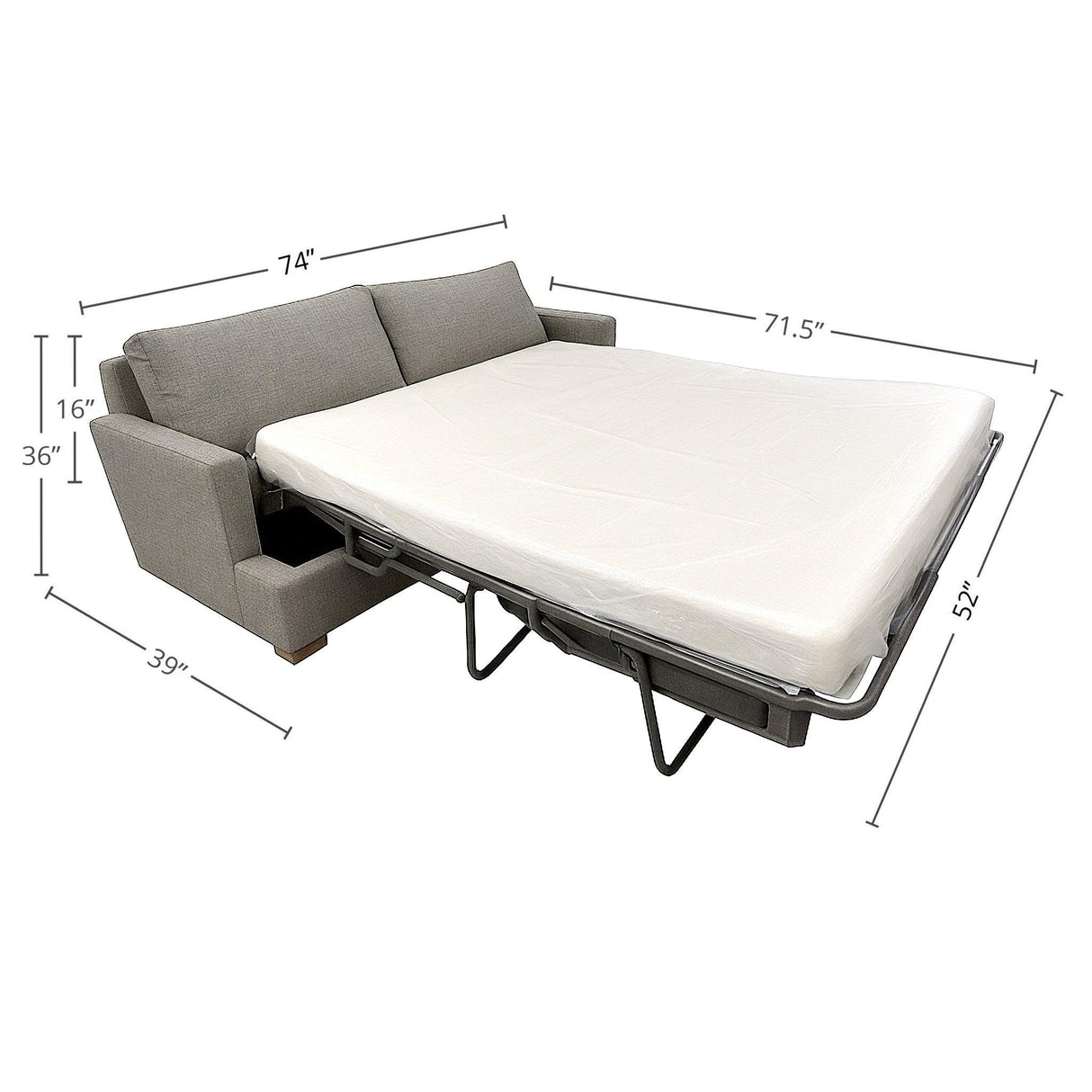 LH Home Martha Double Sofa Bed - Pepper Grey (Performance)
