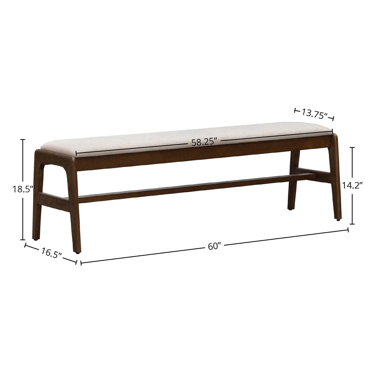 LH Home Remix Upholstered Bench - Cream