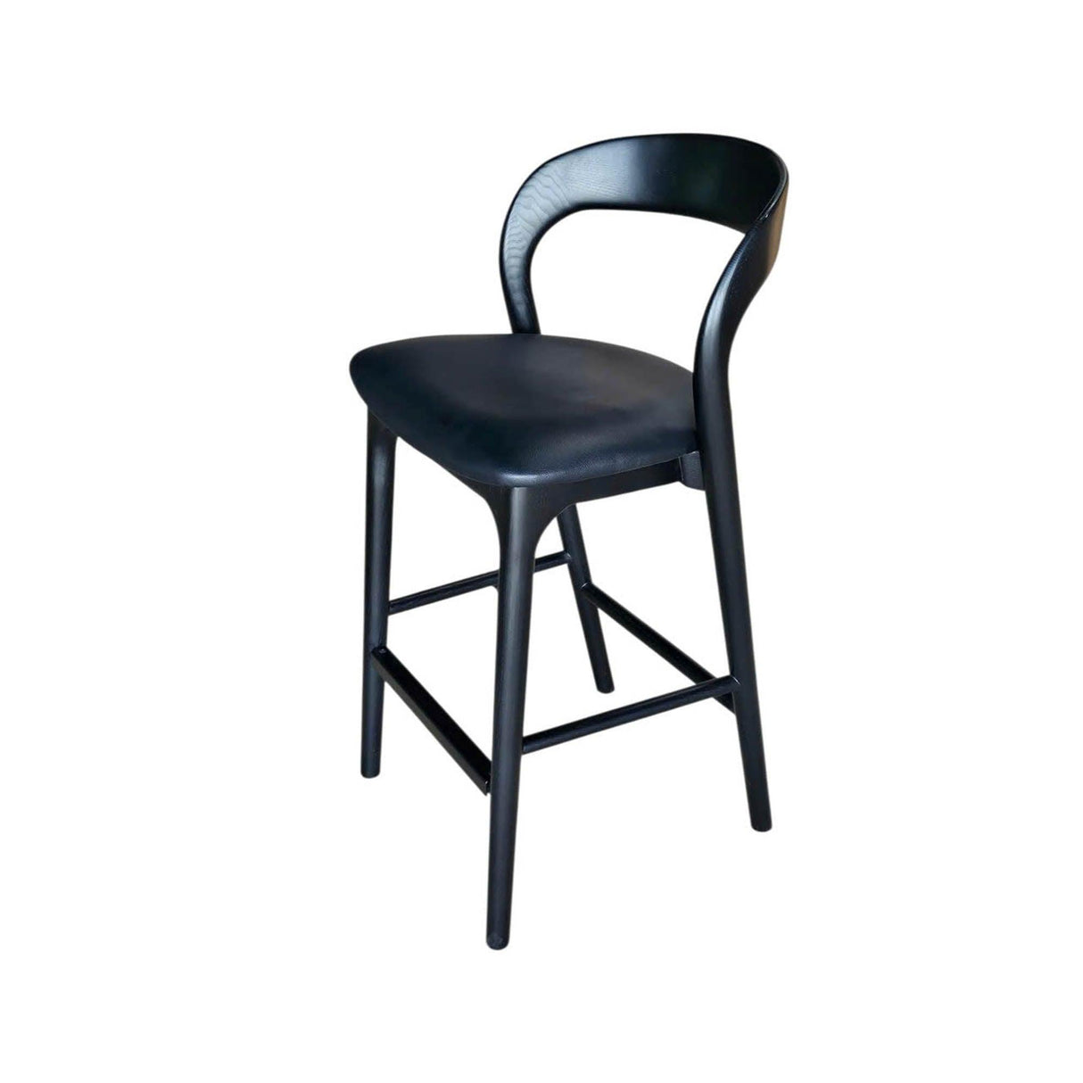 LH Home Rotondo Counter Stool - Black w/ PU Seat