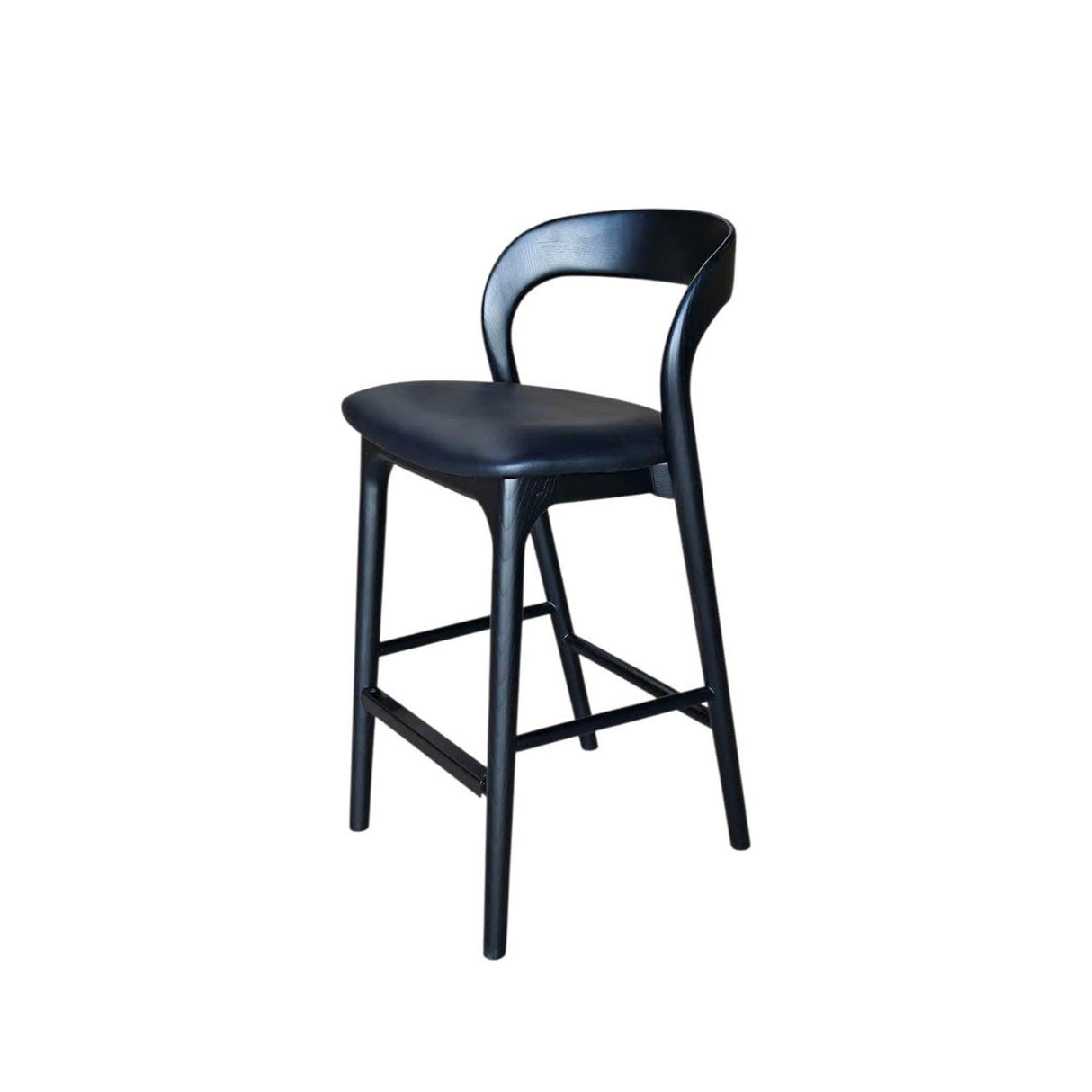 LH Home Rotondo Counter Stool - Black w/ PU Seat