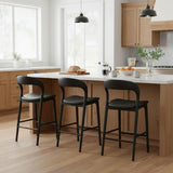 LH Home Rotondo Counter Stool - Black w/ PU Seat