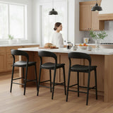 LH Home Rotondo Counter Stool - Black w/ PU Seat