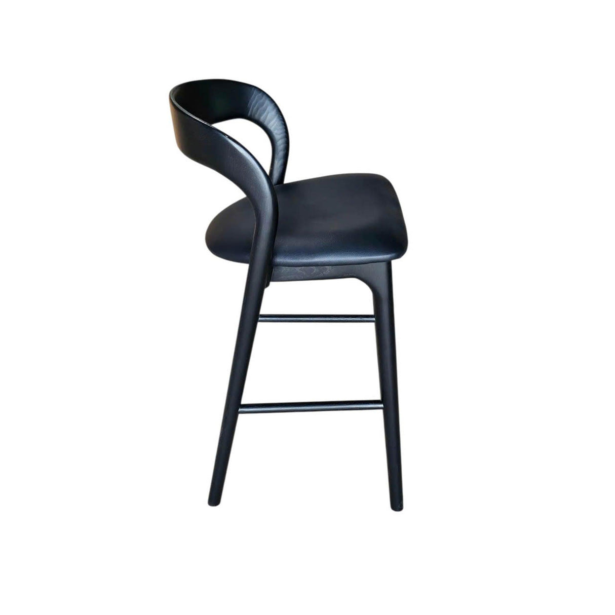 LH Home Rotondo Counter Stool - Black w/ PU Seat
